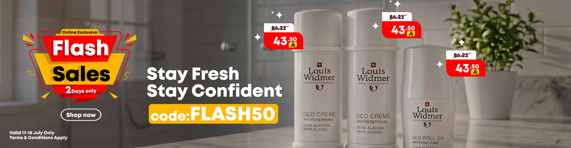 Flash sale offers 50%