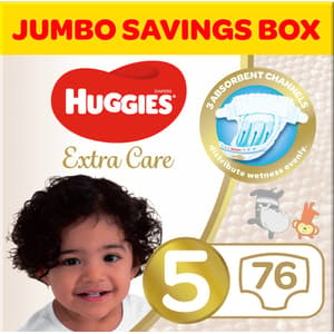 HUGGIES EXTRA CARE SIZE (5) JUMBO PACK 76 DIAPERS