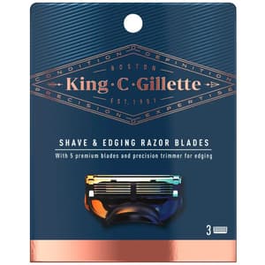 GILLETTE KING C SHAVE EDGING BLADES 3 RAZORS