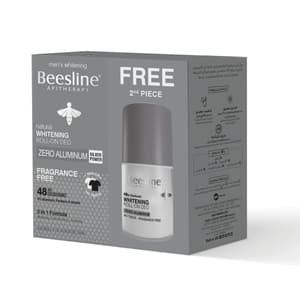 BEESLINE DEODORANT ROLL ON WHITE ZERO ALUMINIUM MEN 1+1 FREE