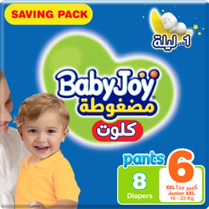 BabyJoy Compressed Culotte Pants Diaper, Size 6, Junior XXL, 16-23 Kg, Saving Pack, 8 Diapers