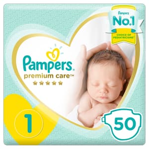 PAMPERS PREMIUM CARE SIZE (1) 50 DIAPERS