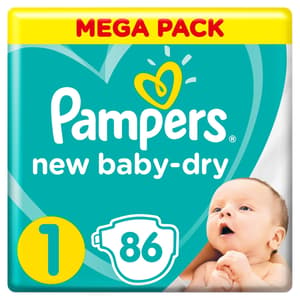 PAMPERS JUMBO PACK SIZE (1) 86 DIAPERS
