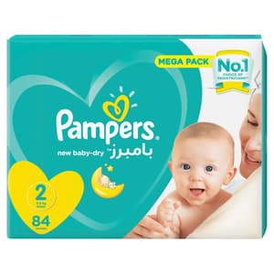PAMPERS JUMBO PACK SIZE (2) 84 DIAPERS