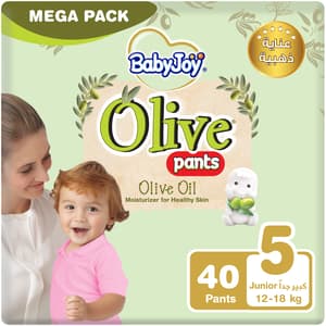 BABYJOY OLIVE PANTS SIZE 5 JUNIOR 12-18KG MEGA PACK 40 DIAPERS