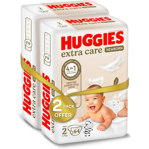 HUGGIES EXTRA CARE (2) JUMBO BOX 128'S