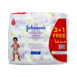 JOHNSON BABY ULTIMATE CLEAN WET WIPES 48 PIECES (OFFER 3 + 1 FREE)