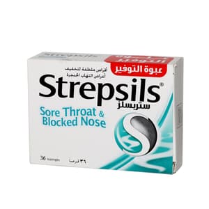 STREPSILS SORE THROAT & BLOCKED NOSE 36 LOZENGES