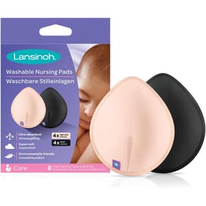 LANSINOH WASHABLE BREAST PADS PINK, BLACK 8 PIECES