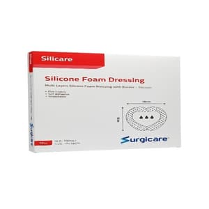 SURGICARE SILICARE ADHESIVE FOAM DRESSING 23*23 CM 5'S
