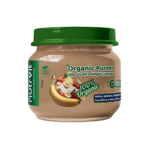 NUTRIVIT ORGANIC PUREE APPLE, BANANA, STRAWBERRY 120 G