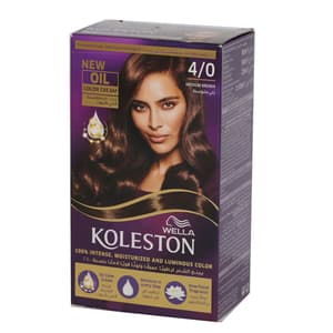 KOLESTON HAIR COLOR CREAM KIT 4/0 MEDIUM BROWN
