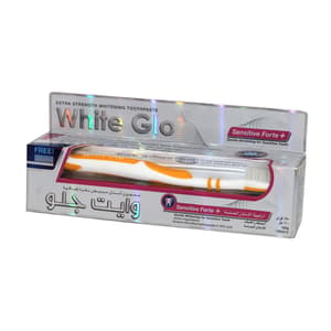 WHITE GLO TOOTHPASTE SENSITIVE FORTE 100 ML (WITH BONUS TOOTHBRUSH & FLOSSER TOOTHPICKS)