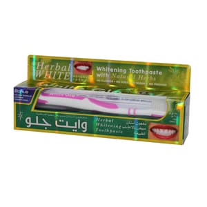 WHITE GLO HERBAL WHITENING TOOTHPASTE 100 ML (WITH BONUS TOOTHBRUSH & FLOSSER TOOTHPICKS)