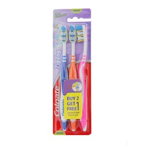 COLGATE TOOTH BRUSH NEW ZIGZAG MEDIUM 2+1 FREE