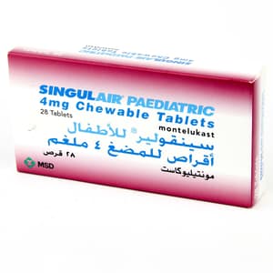 SINGULAIR 4 MG 28 CHEWABLE TABLETS