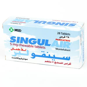 SINGULAIR 5 MG 28 CHEWABLE TABLETS