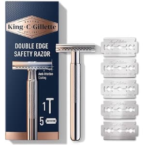 GILLETTE KING C DOUBLE EDGE BLADES + 5 RAZORS