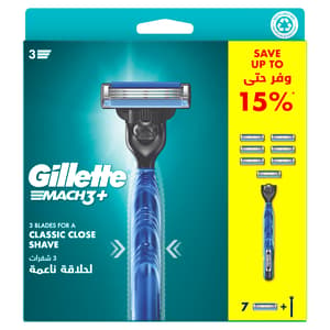 GILLETTE MACH 3 PLUS RAZOR 7 PIECES