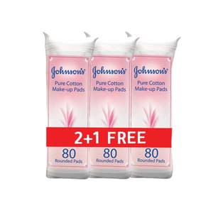 JOHNSON COTTON MAKEUP PADS 80 PIECES (OFFER 2 + 1 FREE)