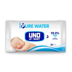 UNO Baby Pure Water Wipes, 99.9% Pure Water, Pack of 28 Wipes