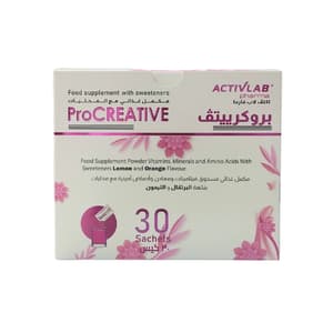 أكتيف لاب فارما بروكرياتيف بنكهة الليمون والبرتقال 30 كيس