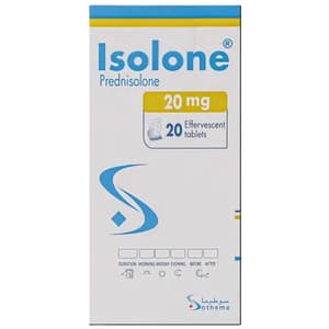 ISOLONE 20 MG 20 EFFERVESCENT TABLETS