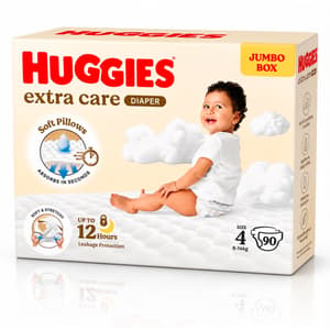 HUGGIES EXTRA CARE SIZE (4) JUMBO PACK 90 DIAPERS